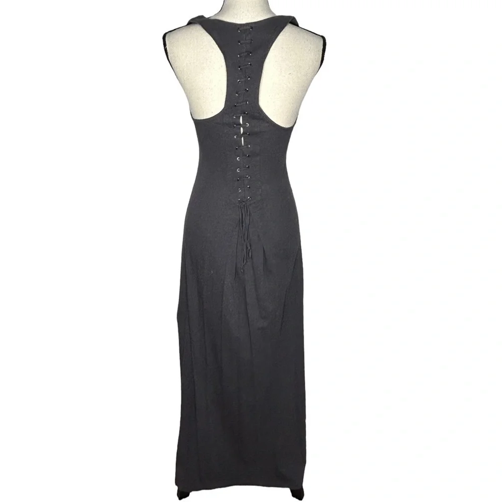 Elizabeth & James Gray Lace Up Racerback Maxi Dress
